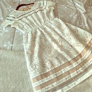 Motherhood Maternity Dress, white lace, formal